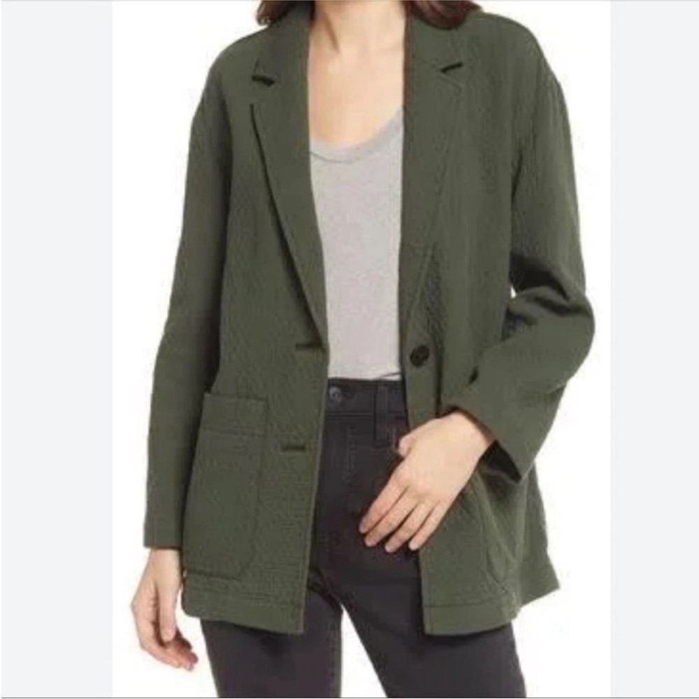 Madewell Shaw Olive Green Diamond Jacquard Blazer Womens Small - Picture 2 of 13